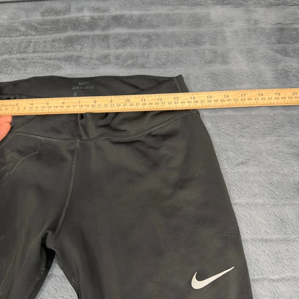 Nike Dri-FIT Womens Black Performance Running Leggings Mesh Panels Size Large